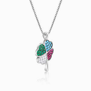 Pendentif en zircone chromatique argenté en forme de cœur avec chaîne à maillons, certifié GDTC, bijoux à la mode, breloques - Product Image 1