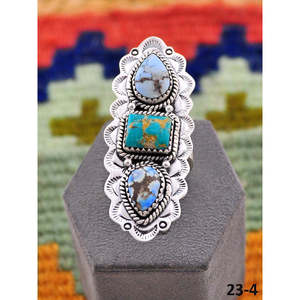 Southwest Turquoise <b>Adjustable</b> <b>Ring</b> Handmade Golden Hills with Emerald Valley Bezel Setting Inlay Trendy Style Perfect Gift - Product Image 2