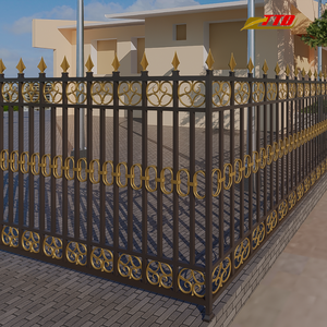 Paneles de esgrima de Casa hechos de hierro forjado con puerta exterior diseño clásico de valla de jardín para un paisaje moderno - Product Image 3