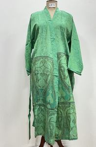 Kimono en soie indienne doux pour mariée et demoiselles d'honneur, peignoir d'été personnalisé, vêtements de nuit faits main pour femme, longue ouverture sur le devant - Product Image 3