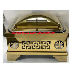 Equipement doré pour hôtel et restaurant Ensemble de chauffe-plats pour buffet d'Inde et chauffe-plats indiens faits à la main - Product Image 1