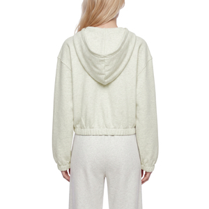 <b>Women's</b> Silk Hooded <b>Quarter</b>-<b>Zip</b> <b>Sweatshirt</b> with Embroidered Letter and 3D Puff Print - Product Image 5