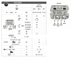 Amplificatore per Palo NanoKom UHF-UHF-VHFmix (LTE790, 1° Dividendo Digitale) (Televes 561701) - Product Image 2