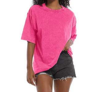 Jersey de peso pesado de gran tamaño para mujer, camiseta de lavado ácido, camiseta de estilo Vintage de algodón pesado desteñido, camisetas de gran tamaño para mujer, lavado vintage - Product Image 5