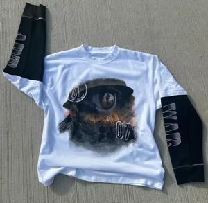 OEM 300 Gsm 100% algodón doble capa francés Terry Tee Impresión digital Gráfico de punto manga larga Boxy Fit Crop T Shirt - Product Image 5