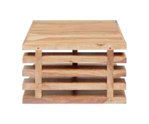 Table basse carrée en bois massif moderne avec étagère ouverte, rangement, meubles de salon, table d'appoint - Product Image 3