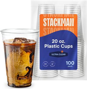 Stack Man [Paquete de 100 - 20 oz.] Vasos Desechables Transparentes de Plástico PET, Vasos Desechables Transparentes de 20 oz - Product Image 2