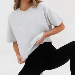 Camiseta larga barata de gran tamaño transpirable de algodón 100% para mujer, camisetas de entrenamiento de talla grande, blusas y camisas en blanco para mujer - Product Image 2