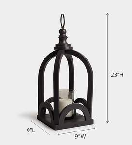 Antique Style Metal Candle Lantern with <b>Hinged</b> Door Black Finish for Rustic Christmas Events or Holiday Decor - Product Image 3