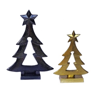 Ornement de décoration de Noël de Sculpture d'arbre en aluminium de vente chaude avec l'ornement de Noël en métal fait à la main de finition en laiton pour la maison - Product Image 1