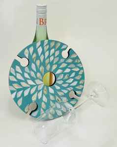 Antique MDF Mother of Pearl Resin <b>Wine</b> Caddy Four-Glass Tabletop Kitchen Home Storage Beverage Accessory OEM ODM Design Options - Product Image 1