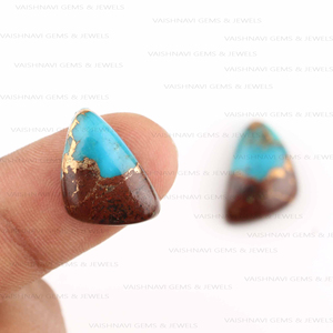 Mayorista Natural Lava Cobre Turquesa 12x18mm Mariposa Forma de fantasía Calibrado Cabujón Piedras preciosas sueltas para la fabricación de joyas - Product Image 2
