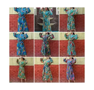 Bata Kimono múltiple para mujer, bata estampada a mano 100%, albornoz Yukata de algodón transpirable ligero para mujer, bata Bohemia para mujer