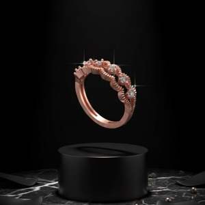 Anillo de Oro Rosa de 14K con Diamantes de Fantasía para Mujer, Estilo Vintage, Piedra Preciosa para Boda, Compromiso, Aniversario, Regalo o Fiesta - Product Image 1