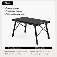 Table de camping pliante en alliage d'aluminium IGT, mobilier d'extérieur réglable en hauteur pour barbecue, cuisine mobile, café et thé