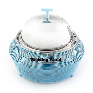 Green And White Finished Food Server Round Shape Hotel Supplies Designer Casserole Best Quality Luxury New Metal Food Warmer - Product Image 5