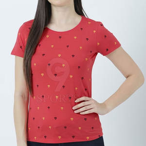 Camiseta estampada sólida 2025 para mujer con mangas cortas y Camiseta estampada de ajuste cómodo para mujer - Product Image 1