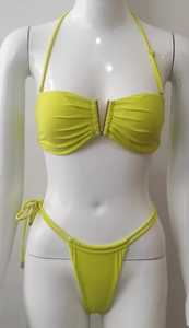 Conjunto de Bikini personalizado de alta calidad Unisex, 2 piezas, logotipo breve de baño, cinturón de patrón sólido, decoración hecha de Spandex/ropa de playa de nailon - Product Image 4