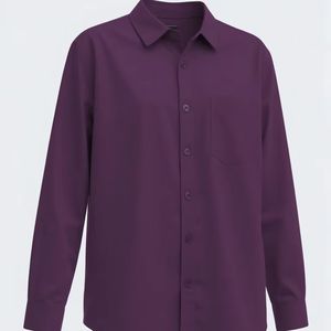 Camisa informal de color sólido liso de diseño exclusivo para hombres con cuello levantado ODM Suministro de camisa personalizada de Bangladesh - Product Image 1