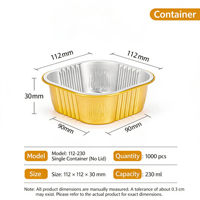 Gobelet carré en aluminium de 230 ml pour pudding, gâteau au chocolat, moule de cuisson pour friteuse à air et four