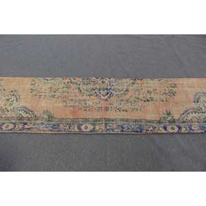 Alfombra Vintage Estilo Runner, Alfombra Turca de 2.5x8.7 pies, Alfombra de Lana Azul con Diseño Floral - Product Image 2