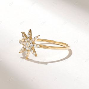 India Best Manufacturer of Natural Diamond Engagement <b>Ring</b> 14kt 18kt 10kt Solid Gold Plated <b>Statement</b> <b>Ring</b> Unique Starburst <b>Ring</b> - Product Image 2