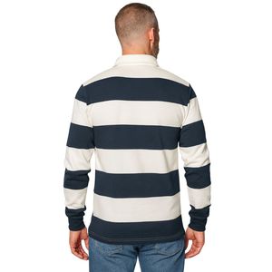 300 di cotone 100% GSM doppio Jersey Rugby Polo a righe Design Navy avorio comodo peso massimo manica lunga abbigliamento Rugby - Product Image 2