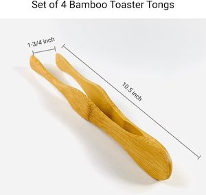 Pinzas para tostadora de madera de bambú, pinzas para tostadas, pinzas de cocina para cocinar, servir pan, encurtidos de frutas, 10,5 pulgadas, paquete de 4 - Product Image 2