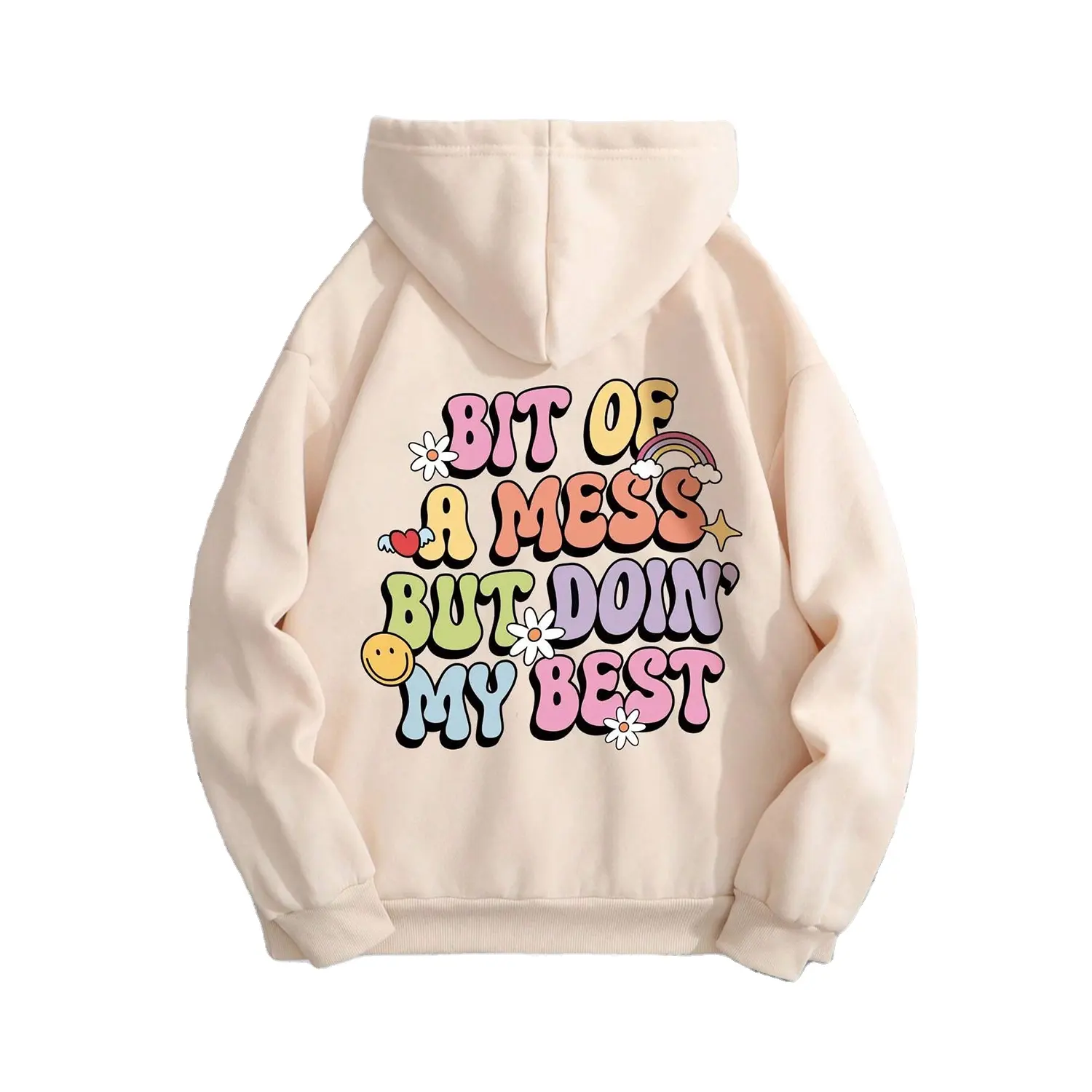 La vie est en désordre mais faire de mon mieux sweat à capuche motivation quoutation hoodie 380GSM haute qualité à bas prix gros tech polaire capuche