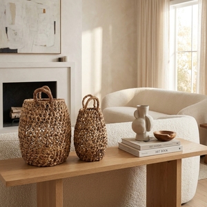 Juego de Cestas de Almacenamiento de Corteza de Plátano Tejidas a Mano Naturales, con Malla Abierta, para Urnas, Tarros, Macetas y Jardineras, con Asa Arqueada, Decoración Artística Pura para Diseño de Interiores - Product Image 5