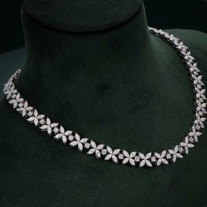 Collar de diamantes de moissanita de Plata de Ley 925, hermoso collar de diamantes, regalo para ella - Product Image 3