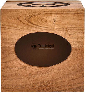 Caja de pañuelos de madera de calidad premium ecológica y soporte con estampado floral grabado, hecho a mano natural para decoración moderna del hogar Tradebyd - Product Image 4