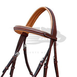 2023 hecho con brida snaffle de cuero personalizada con brida de caballo flash desmontable en forma de U y riendas de goma - Product Image 4