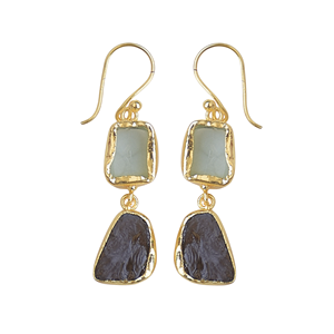 Pendientes Colgantes Aquan Classic Vintage de Latón Chapado en Oro de 24K con Forma de Borla de Amatista y Engaste de Bisel - Regalo - Product Image 1