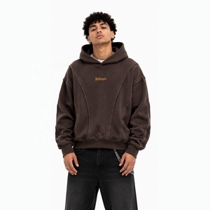 Sudadera con capucha de algodón grueso para hombre, estilo oversize, con paneles de costura, estilo hip hop - Product Image 1