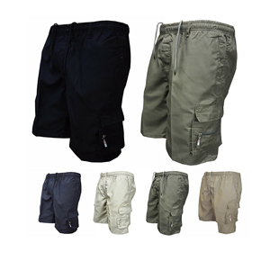 Shorts cargo pour homme, taille mi-haute, cordon de serrage, séchage rapide, 100% coton, bermuda décontracté avec poches zippées - Product Image 5