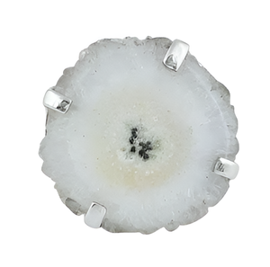 Anillo de piedras preciosas de moneda de ágata blanca sin cortar de Plata de Ley 925, joyería Unisex para boda, compromiso, regalo de aniversario, fiesta para mujer. - Product Image 6