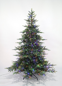 شجرة عيد الميلاد الاصطناعية الصديقة للبيئة مع قاعدة معدنية عمودية عالية الجودة مضاءة مسبقًا بطول 5 أمتار - Product Image 2