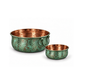 2 Piece Hammered Copper <b>Pedicure</b> Chair with Green Patina Exterior Massage Function Portable & Eco-Friendly Design - Product Image 1