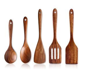 Juego de utensilios de cocina de nuez de alta calidad, 5 uds., juego de espátula de madera, cuchara sólida, utensilios de cocina, utensilios de cocina. - Product Image 1
