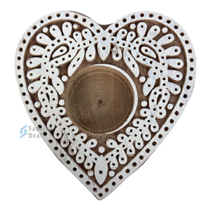 Wooden Heart Shape Handmade Eco-Friendly <b>Tealight</b> Holder (Without <b>Tealight</b> <b>Candle</b>) Rajasthan for Festival Gifting Decoration - Product Image 3