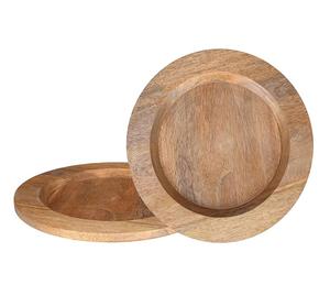Assiette de service ronde en bois de luxe de haute qualité pour mariage, vaisselle, nourriture, assiette à collation, assiette de présentation en bois d'Inde - Product Image 4