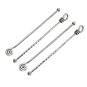 Metal Knot Design Handle Drink Stirrer <b>Silver</b> Juice <b>Tea</b> Drink Cocktail Coffee Stirring Stick For Cake Restaurant Home Party - Product Image 1