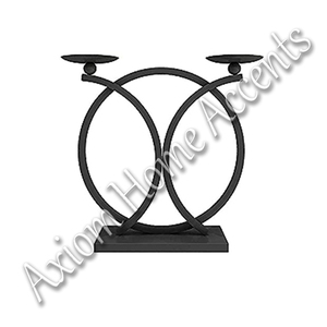 Glamorous <b>Black</b> Handcrafted Candle Holder Set Iron Metal Decorative Taper Holders Handmade Dining Table Accent by Axiom Home - Product Image 6