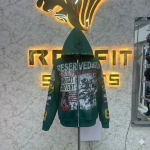 Cómodo tamaño personalizado impreso más demandado Cremallera Sudadera con capucha Puff Impreso hecho en fábrica precio barato sudaderas con capucha para hombres - Product Image 1