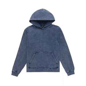 Sudadera con Capucha de Felpa Sólida con Efecto Ácido para Hombre, 100% Algodón/Poliéster, Transpirable, Diseño Desgastado para Invierno - Product Image 1