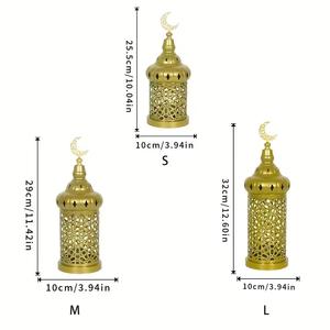 Elegant Gold Metal Crescent Top <b>Lantern</b> <b>Candle</b> Holder with Intricate Cutwork Warm Glow Decorative Accent <b>for</b> Festive Home Decor - Product Image 5