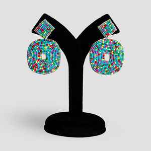 Pendientes de cuentas bohemias con flecos en cascada Andy de diseño turquesa, regalo de joyería único - Product Image 5