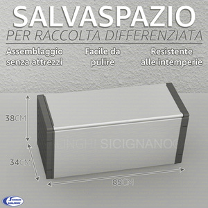 Cassapanca con Scomparti per Raccolta Differenziata, Materiale PP/PVC Resistente alle Intemperie, Uso Interno/Esterno, Design a 3 Scomparti - Product Image 2