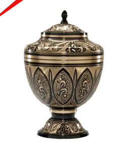 Nueva urna de cremación de metal negro decorativa de aspecto real para cenizas humanas - Product Image 1